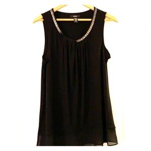 Alfani Black Sleeveless Top with Metal Trim Size M